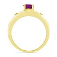thumbnail image 5 of 14k Yellow Gold Round Pink Topaz And Diamond Ring, 5 of 6