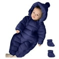 thumbnail image 2 of Kogui Warm Snowsuit Outwear Baby Baby Winter Snowsuit Warm Hooded Coat Snowsuit Romper Jumpsuit for Boys Girls 18 24 Months (Navy,18-24 Months), 2 of 4