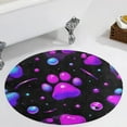 thumbnail image 3 of Colorful Paw Prints Round Area Rugs for Bedroom Living Room, 4FT Soft Comfy Indoor Circle Carpets, Floor Mat, 3 of 6