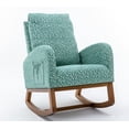 thumbnail image 2 of Polyester Fabric Rocking Chair with Side Pocket Mid-Century Modern Nursery Rocking Armchair Upholstered Tall Back Accent Glider Rocker for Living Room(Leopard Teal), 2 of 8