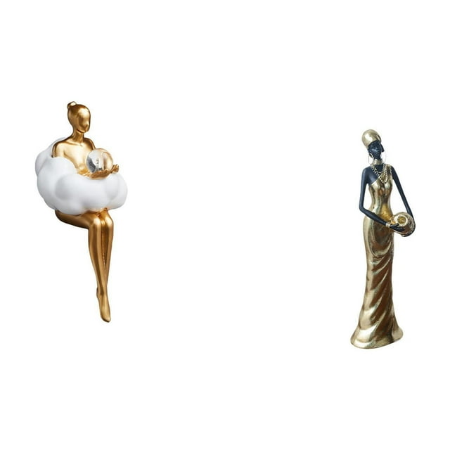Figura De Resina De Chica Nube Estética, Escultura De Arte Abstracto Con Dama Tribal Africana, Personaje Decorativo Ligero Para Oficinas Y Hoteles.