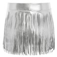 thumbnail image 4 of Hansber Kids Girls Metallic Shorts Hip Hop Jazz Dance Performance Cheerleading Tassels Skirts Dancewear Silver 6, 4 of 5