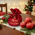 thumbnail image 2 of WKSCLPAI Merry Pouch Christmas Drawstring Bags, Thickened Velvet Christmas Eve Bags Bulk with Bow and Bell Decoration, Xmas Eve Peace Apple Candy Wrapping Gift Bag for Party Favors, Red A, 2 of 7