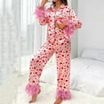 thumbnail image 2 of Tnhcen Women's 2-Piece Heart Print Pajama Set Long Sleeved Pants Nightwear Homewear Set S-2XL, 2 of 6