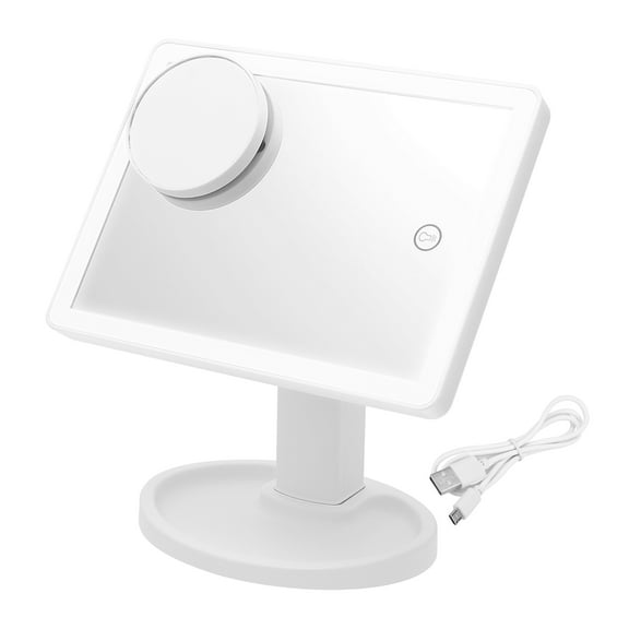 Unique Bargains 10X Magnifying Lighted Makeup Mirror Dual Power Supply Touch Screen White