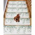 thumbnail image 2 of Eucalyptus Leaves Stair Treads for Wooden Steps Indoor Runner Rug Carpet, Sage Green Botanical Spring Summer 7 Pieces Peel and Stick Staircase Step Treads Covers Washable Throw Door Mats, 30"x8", 2 of 5