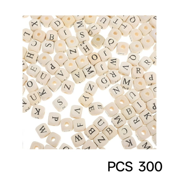 DESIGNICE 260 Pcs Wooden Alphabet Beads Letters 10 Pieces Each 10*10mm Square Diy Handmade A-Z Craft Loose Multi-Use Letter Beads