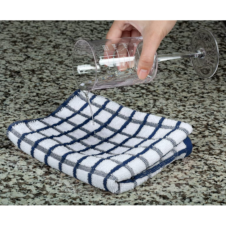 [8 Pack] Premium Dish Towels for Kitchen, with Hanging Loop - Heavy Duty Absorbent 100% Cotton 410 GSM Terry Kitchen Towels, 16x26 (Multi) 