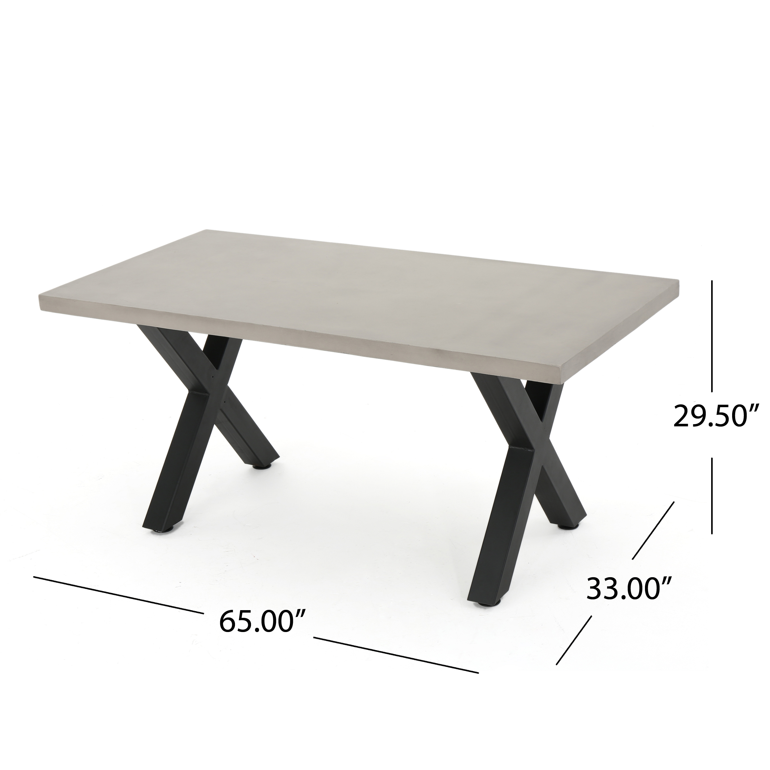 Gabriel Outdoor Light-Weight Concrete Rectangular Dining Table, White, Black - image 4 of 11