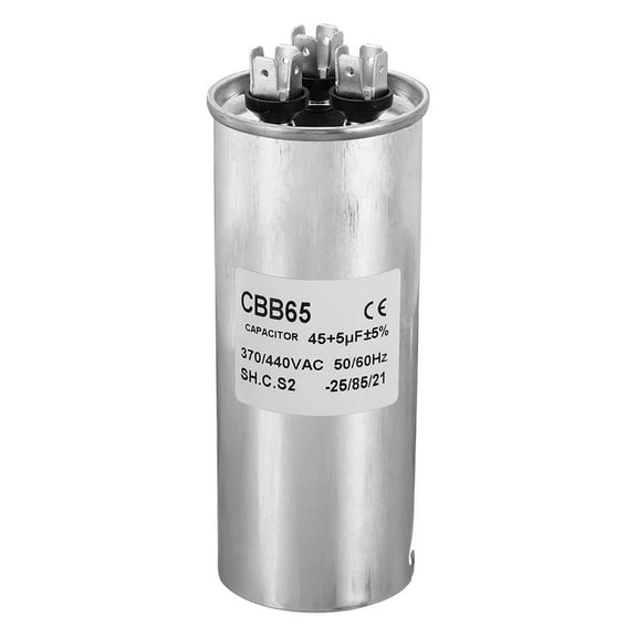 Uxcell CBB65 45 5uF Run Capacitor,45 5mfd AC 370/440V Aluminum Case with 3 Terminal