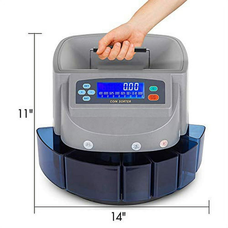 High Speed Coin Counter, Counter Sorter 2000 Coins/Min Heavy Duty Bank  Grade Coin Sorter with Large Hopper Total Value Coin Counter Machine