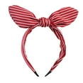 thumbnail image 1 of Diadema de moda para mujer, diadema con Orejas de conejo, aro para el pelo con lazo (rayas rojas y blancas), 1 of 2