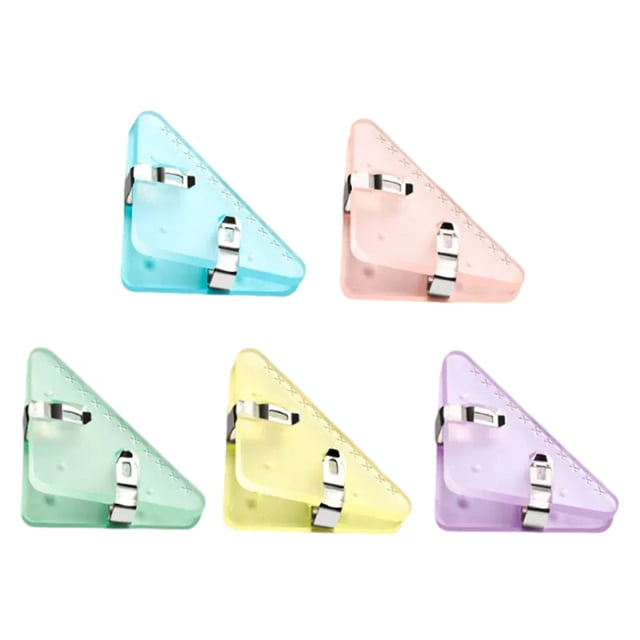 5pcs Triangular Corner Paper Clips Test Paper Organizer Office File Classification Folder with Metal Spring Clamp Prevents Page Curling Office Document Clip for Students