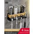 thumbnail image 3 of Wall Mounted Toothbrush Holders for Bathrooms for Restroom Organizer and Storage Accessories, Space Aluminum Material Gilded (4 Slots ), 3 of 5