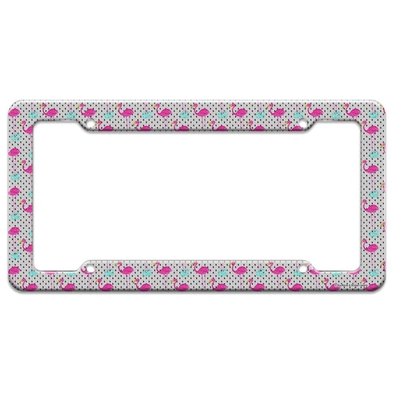 Flamingos Dots Water License Plate Tag Frame