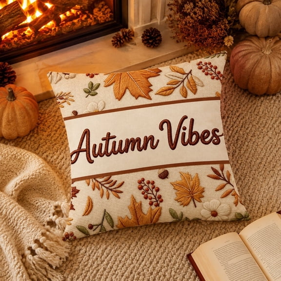 18x18 Inch Thanksgiving Fall Pillow Covers, Pumpkin Maple Leaf Throw Pillowcases, rustic autumn elements, soft textile material, couch, sofa, bed indoor and outdoor seasonal decoration