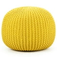 thumbnail image 3 of Gymax Pure Cotton Pouf Floor Ottoman Hand Knitted Footrest Cable Style Home Yellow, 3 of 6