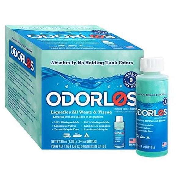 Valterra V77001 Odorlos Water Holding Tank Treatment, 4 Oz Bottles - 9 Pack