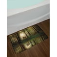 thumbnail image 2 of Nature Bath Mat, Baby Deer in the Forest with Reflection on Lake Foggy Woodland Graphic, Non-Slip Plush Mat Bathroom Kitchen Laundry Room Decor, 29.5 X 17.5 Inches, Fern Green Cocoa Brown, Ambesonne, 2 of 2