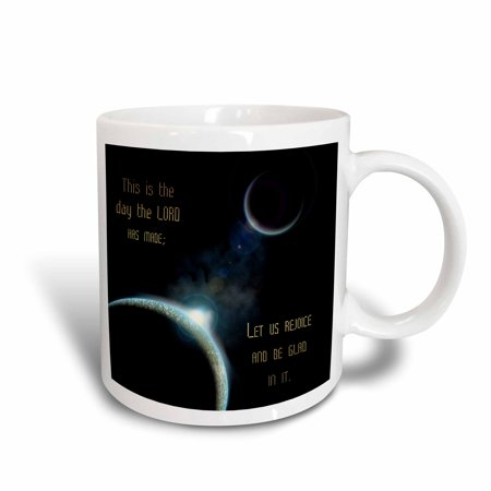 3drose A Sun Announcing A New Dawn Over A Solar System With The Bible Verse Psalm 118 Verse 24 Ceramic Mug 11 Ounce