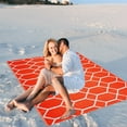 thumbnail image 2 of Outdoor Rug - Folded Design - Recycled Plastic Mat for Patio, Camping, Beach, Balcony, Porch, Deck - Weather, Water, Stain, Lightweight, Fade and UV Resistant - Miami - Orange & White, 2 of 5