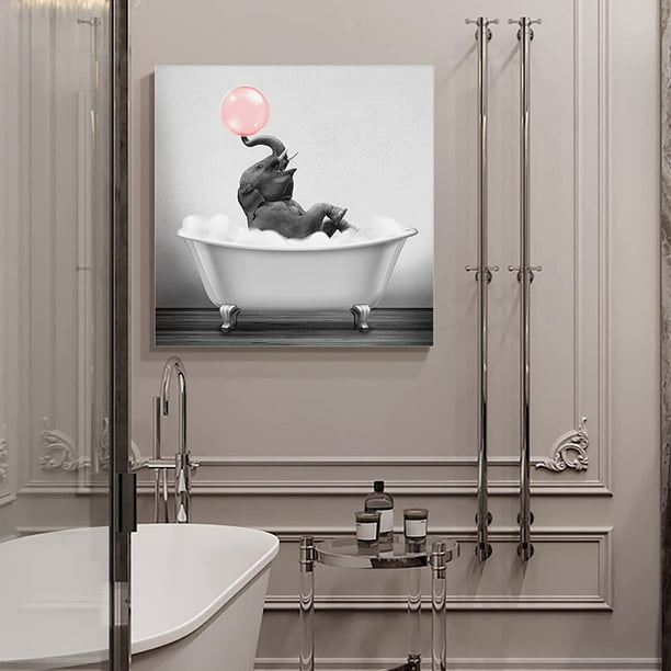 Tableau bois Baignoire - Salle de bain - 25 x 20 cm