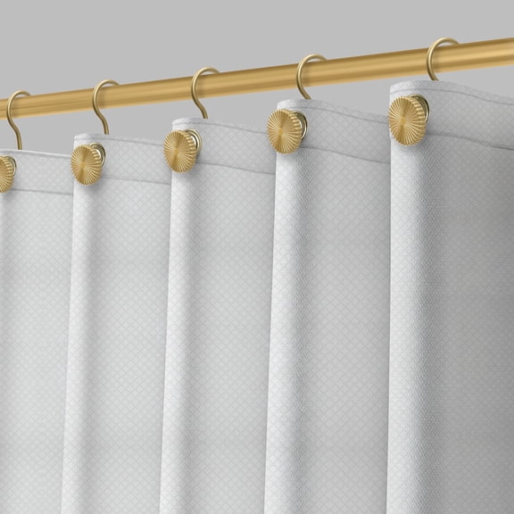 Acento PEVA Shower Liner, 8-Gauge, 72" x 72", Weighted Magnetic Hem, Large Gold Metal Grommets, Frosted White