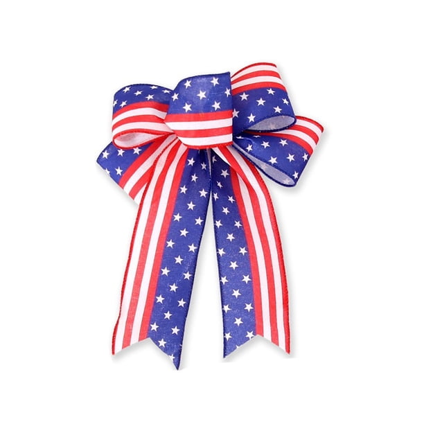 ¡Ganga del Día!, Adorno de corona colgante con lazo para el Día de la Independencia, pajarita decorativa con rayas de estrellas finas Akmoler