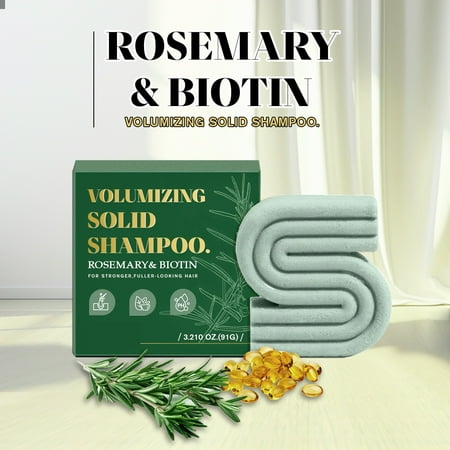 Rosemary & Biotin Volumizing Natural Shampoo Bar | Strengthening & Thickening Shampoo for All Hair Types, Made in USA, Vegan, Paraben Sulfate & Cruelty Free Soap