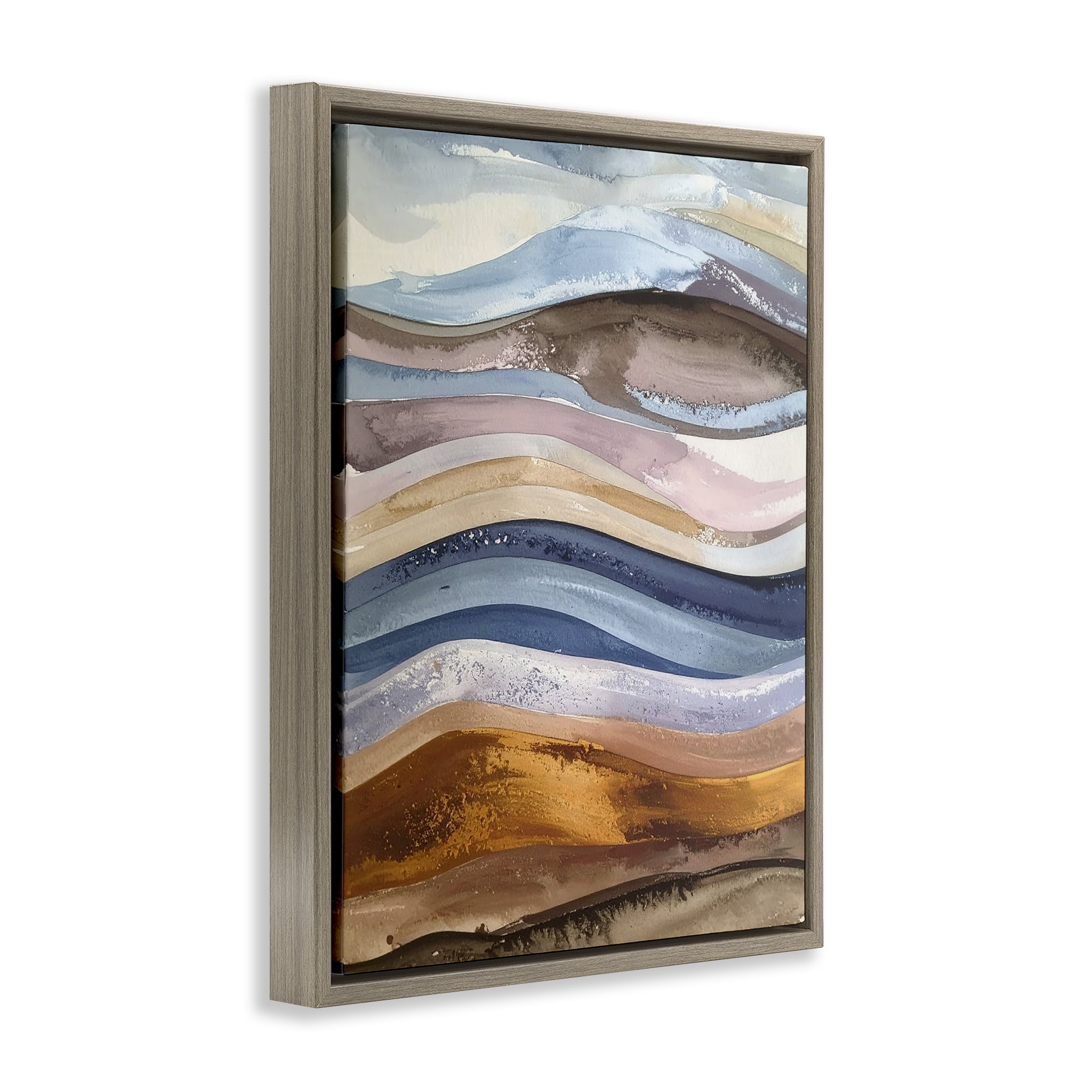 Stupell Industries Ocean Flow Layers Brown Framed Floater Canvas Wall Art, design by Alonza Saunders