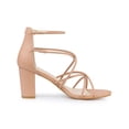 thumbnail image 3 of BLISSFUL STEP Crisscross Strappy Strap Chunky Heel Sandals for Women, 3 of 6