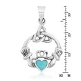 thumbnail image 3 of AeraVida Celtic Trinity Knot & Claddagh with Green Turquoise Inlay Sterling Silver Pendant Anniversary Jewelry Gift for Women Accessories, 3 of 4