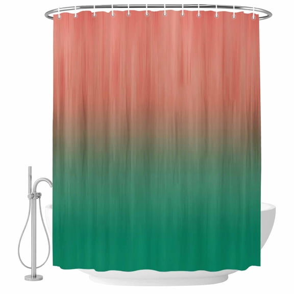 Shower Curtain Green Orange Bathroom Curtains with Hooks, Waterproof Fabric Abstract Gradient Color Bath Shower Curtains Set for Bathroom Bathtubs Decor 36x72 Inch