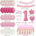 thumbnail image 2 of AOWEE 1st Birthday Decoration, Pink White Balloon Arch with Happy Birthday Banner, Number 1 Foil Balloon, Pink Tablecloth for Birthday Girls Daughter Baby Shower Party Decoration, 2 of 7