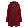 thumbnail image 5 of MOONDU Women's Faux Suede Coat Pea Coat Hooded Button Down Mid-Length Drawstring Long Sleeve with Pockets Casual Fall Winter Daily Wear Top 8 Colors, 5 of 8