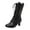 Black, variant on Boots for Women Mid Calf Chelsea Boots Lace Up Round Toe Adjustable Straps Mid Flare Heel Fashion Fall Winter Boots
