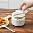 thumbnail image 3 of 2 Pcs Ceramic Butter Dish 10.5oz, Jademall Countertop Butter Jar with Silicone Sealing Lid, Multifunctional Airtight Ceramic Butter Dish for Kitchen Dispensing Butter, Nuts, Seasonings - White, 3 of 8