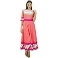 thumbnail image 2 of Bimba Women Long Kurti Peach Indian Maxi Dress Kurta Casual Chic Custom Clothing, 2 of 9