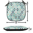 thumbnail image 4 of Turquoise Chair Seating Cushion Set of 4, Dots Doodle Rhombus Diamond Shapes Colorful Geometrical Pattern Art, Seat Pads for Office with Anti-slip Backing, 16"x16", Multicolor Turquoise, by Ambesonne, 4 of 7