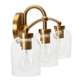 thumbnail image 5 of Robert Stevenson Lighting Adrian - Metal and Clear Glass 3-Light Vanity Light, Brushed Gold, 5 of 5