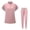 Pink, variant on Scrub Suit Set for Women Modern Mock-neck Top & Tapered Leg Jogger Pants with Drawstring Medical Nursing Uniforms Set