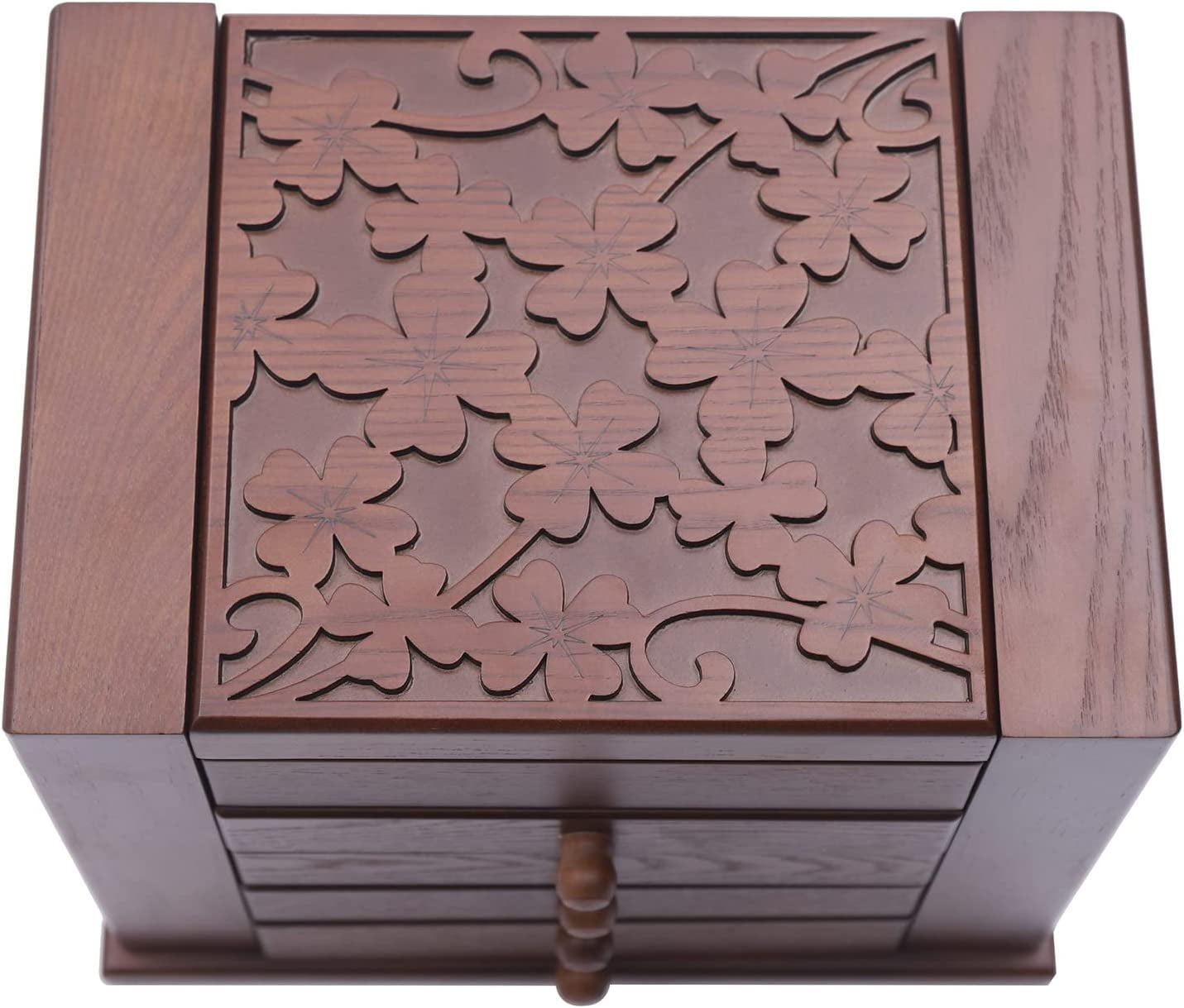 5 Layer Wooden Jewelry Box Jewelry Organizer Box with Mirror and Lock Jewelry Storage Box Case Valentine's Day Gift for Women Ring Necklace Watches