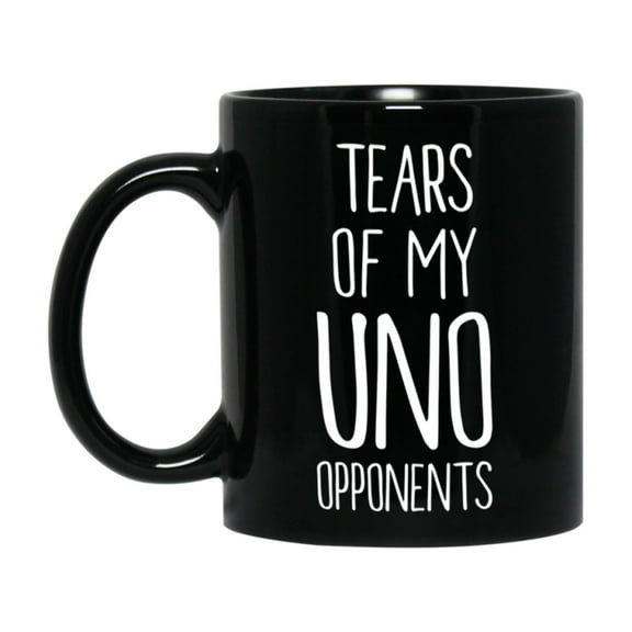 Funny Board Game Mug, Tears Of My Uno Opponents, 11oz or 15oz Black Ceramic Coffee Cup Gift for Uno Players