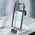 thumbnail image 1 of 3 In 1 Wireless Charger,15W Fast Charging Station With Alarm Clock And Night, Mobile Phone, 1 of 9