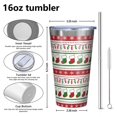 thumbnail image 4 of 16oz Tumblers Red Christmas Stocking and Snowflake Pattern Stainless Steel Vacuum Insulated Double Wall Travel Tumbler Cups Mug with Lid and Straw,Cleaning Brush for Coffee,Tea, 4 of 4