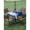 thumbnail image 3 of Outdoor Tablecloth with Umbrella Hole and Zipper, Navy Blue Christmas Square Table Cloth 60x60 Inch Waterproof Tablecloth, Xmas Elk Tree Snowflake Forest Picnic Table Cover for Patio Camping, 3 of 7