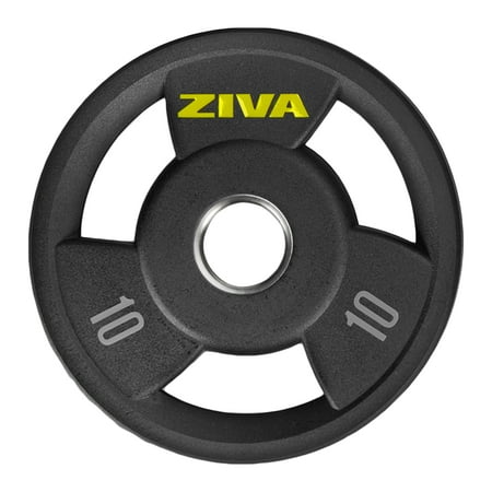 UPC: 4895202572785 | ZIVA RPU Grip Disc Olympic 2 Weight Plate Premium Hard Wearing Rubber Urethane Coating Stainless Steel Insert 3-Position Contoured Grip Single 10 lb