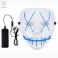 thumbnail image 3 of Gustave Scary Halloween LED Mask EL Grow Mask 3 Lighting Modes LED Light UP Creepy Face Mask for Halloween Costume Cosplay Party "Blue", 3 of 13
