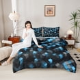 thumbnail image 4 of Castle Fairy Geometric Plaid Twin Comforter Sets,Black Blue Grid Bedding Set, 4 of 8