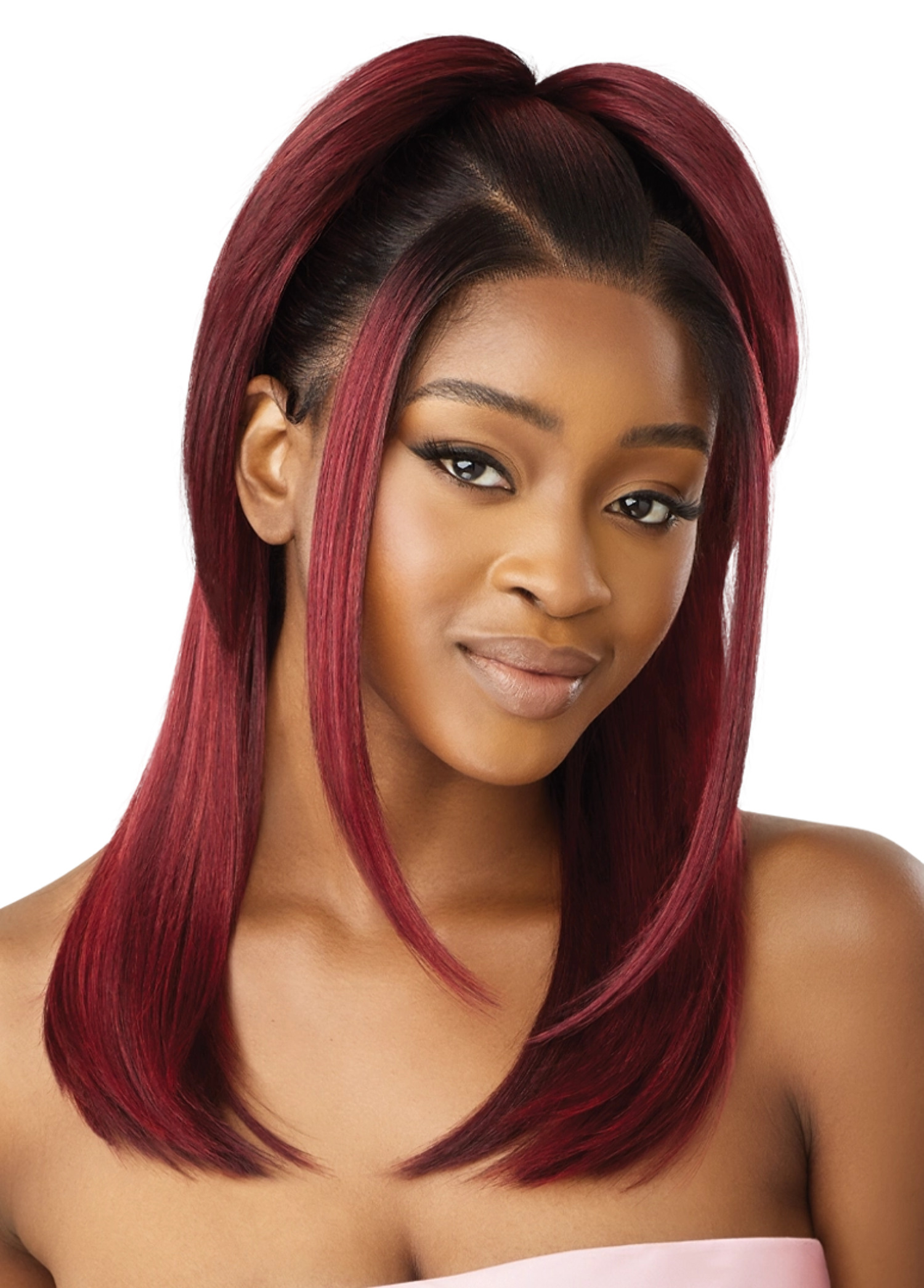 Outre Airtied Glueless Human Hair Blend 13x6 HD Lace Front Wig - HHB-SLEEK YAKI 20" - 100% Fully Hand-Tied